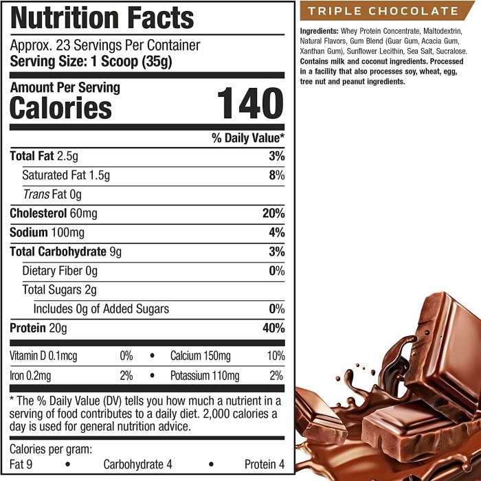 Whey protein powder triple chocolate nutrition facts