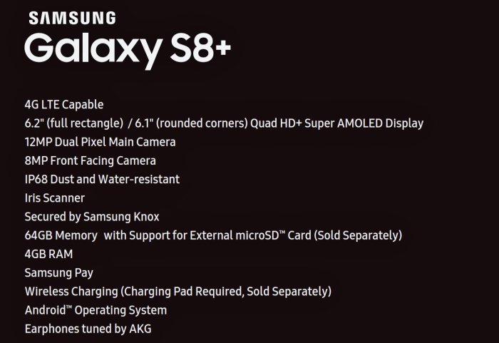 Samsung a8 plus vs s8 plus specification